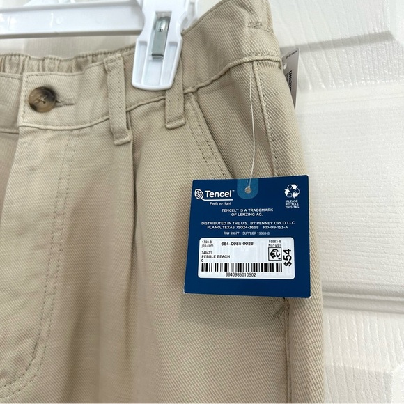 NWT Arizona Women Junior Wide Leg Khaki Tan Pants Sz 0 Classic Pocket Uniform - Picture 4 of 12